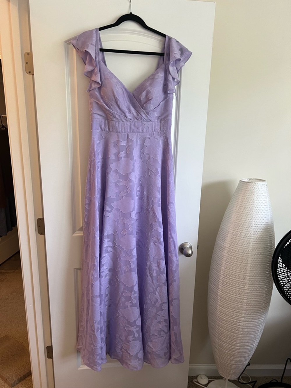 Azazie Lilac Ruffle Sleeve V-Neck Bridesmaid Formal Dress